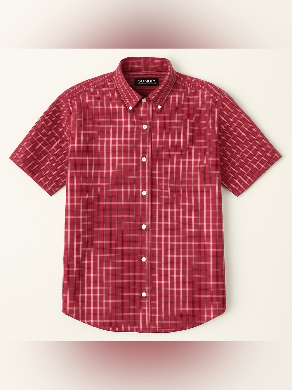 Vintage short sleeve red plaid button down